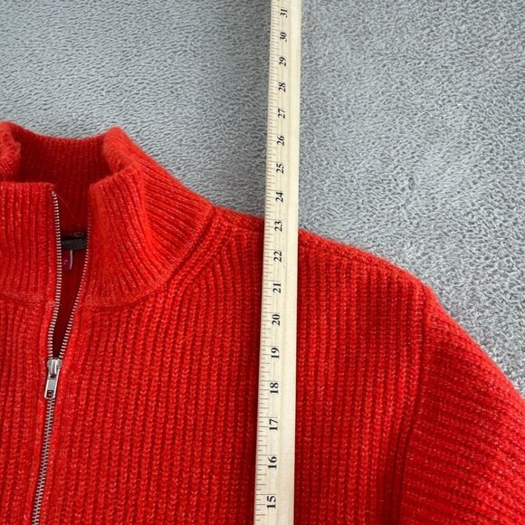 Vince Camuto Womens Red Ribbed Half-Zip Sweater L Acrylic Blend Long Sleeve 5882 - Picture 5 of 9